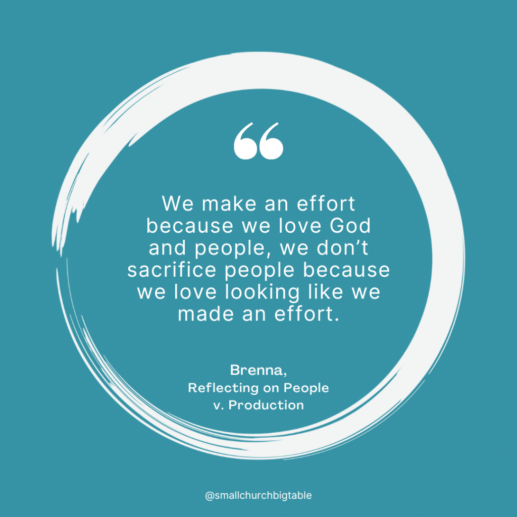 we make an effort because we love God and people, we don’t sacrifice people because we love looking like we made an effort.